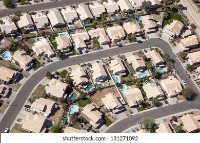 Sunny Southwest Neighborhood With Swimming Pools From Above