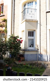 A Sunny Spring Day In A Quiet Neighborhood In Brussels, Belgium.