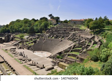 Sunny Summer Day At Ancient Theatre Of Fourvière In Lyon