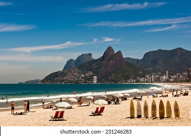 Sunny Summer Day In Ipanema Beach, Rio De Janeiro, Brazil