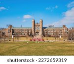 Sunny view of the Brookings Hall of Washington University in St. Louis at Missouri