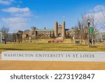 Sunny view of the Brookings Hall of Washington University in St. Louis at Missouri