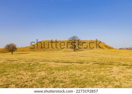 Sunny view of the Cahokia Mounds State Historic Site at Illinois