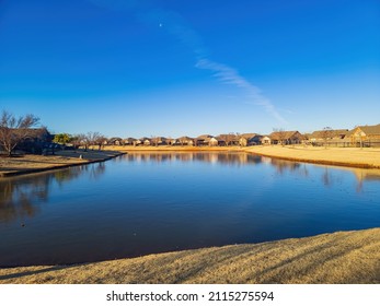 Sunny View Of A Community Pond At Edmond, Oklahoma