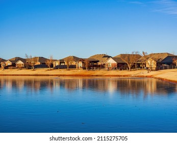 Sunny View Of A Community Pond At Edmond, Oklahoma