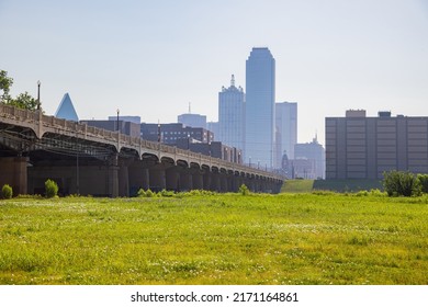 Sunny View Of The Dallas Skyline From Trinity Overlook Park At Texas