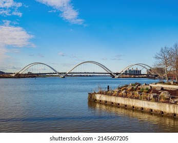 Sunny View Of The Frederick Douglass Memorial Bridge At Washington DC