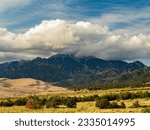 Sunny view of the landscape of Great Sand Dunes National Park and Preserve at Colorado