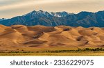 Sunny view of the landscape of Great Sand Dunes National Park and Preserve at Colorado