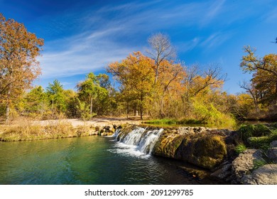 Sunny view of the Little Niagara Falls of Chickasaw National Recreation Area at Oklahoma - Shutterstock ID 2091299785
