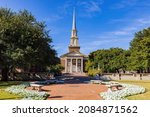 Sunny view of the Perkins Chapel in Southern Methodist University at Dallas, Texas