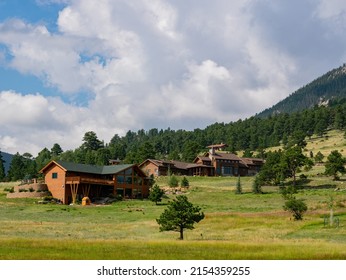 Sunny View Of A Small Town Near Rocky Mountain National Park At Estes Park