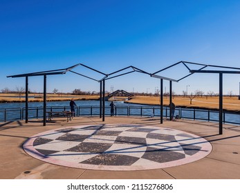 Sunny View Of Some People Fishing In Route 66 Park At Oklahoma