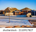 Sunny view of some residence building after a snow storm at Edmond, Oklahoma