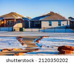 Sunny view of some residence building after a snow storm at Edmond, Oklahoma