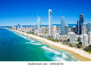 Sunny view of Surfers Paradise on the Gold Coast looking from the North, QLD, Australia