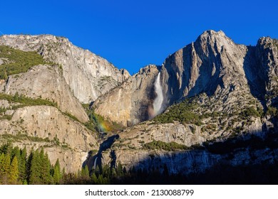 Sunny view of the upper Yosemite Falls of Yosemite National Park at California