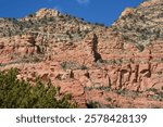 Sunny vista on Sugarloaf Mountain, a scenic red rock formation in West Sedona, northern Arizona. 