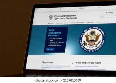 Sunnyvale, CA, USA - May 4, 2022: Website Homepage Of The U.S. Equal Employment Opportunity Commission (EEOC) Is Seen On A Laptop Computer. EEOC Was Established Via The Civil Rights Act Of 1964.