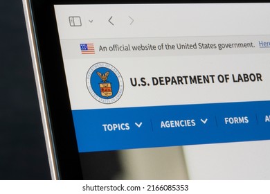 Sunnyvale, CA, USA - May 4, 2022: Website Homepage Of The U.S. Department Of Labor Is Seen On A Laptop Computer.