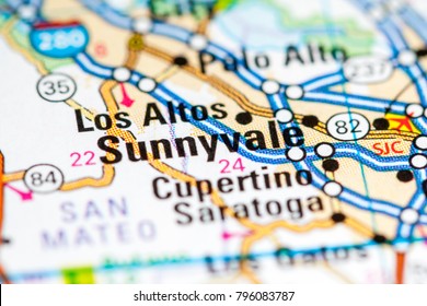 Sunnyvale. California. USA On A Map