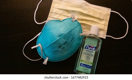 Sunnyvale,CA/USA-March 19,2020-N5 And Standard Surgical Masks, Medical Supply Shortage