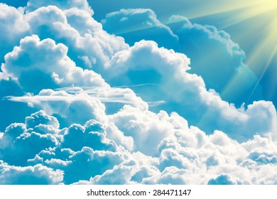 sunray and clouds on sky background - Shutterstock ID 284471147