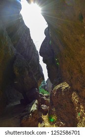 Sunrays trapped in a cave