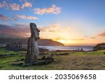 Sunrise at the Ahu Tongariki on Easter Island, Chile