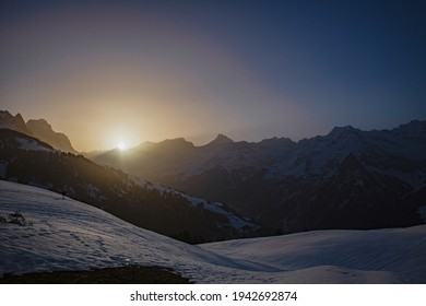 Sunrise Around Urner Alps In Switzerland.