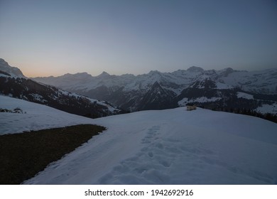 Sunrise Around Urner Alps In Switzerland.