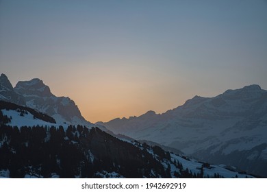 Sunrise Around Urner Alps In Switzerland.