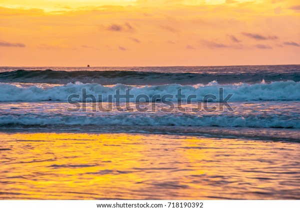 600px x 421px - Sunrise Beach Golden Sky Chumporn Thailand Stock Photo (Edit ...