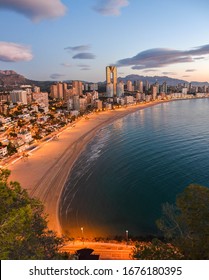 Sunrise in Benidorm with views on InTempo building and sea