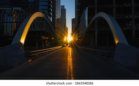 Sunrise Between Towers In Downtown Austin, TX