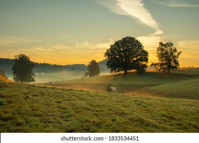 Sunrise in Bohemian Switzerland from Vysoká Lípa. Beautiful landscape on a misty morning. Dramatic sunrise in the mountains. Wildlife scene from nature. Czech Republic - Shutterstock ID 1833534451