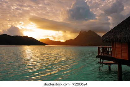 Sunrise At Bora Bora , French Polynesia , South Pacific Ocean .