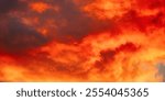 Sunrise Bright Dramatic Sky. Scenic Colorful Sky At Dawn. Sunset Sky Natural Abstract Background In Red Orange Colors