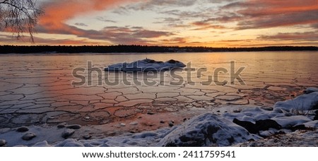 sunrise by the balticsea with broken ice