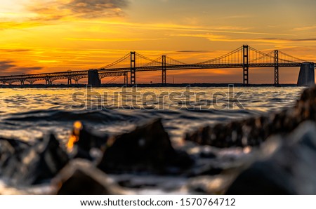 Sunrise at the Chesapeake bay bridge Annapolis Maryland