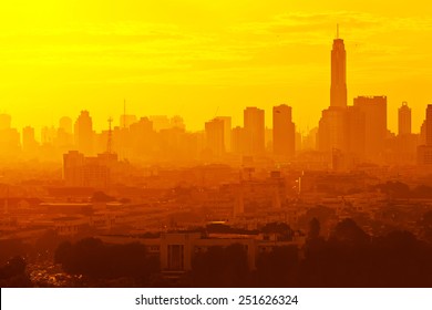 Sunrise At City Of Bangkok, Thailand, Unfocused