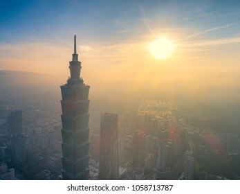 Sunrise Of City Taipei At Dawn, Taiwan