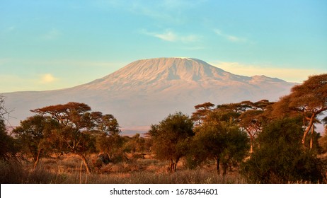 Sunrise with clear view of Mount Kilimanjaro in the background. Taken near Amboseli national park with Maasai Kenyan guide.