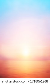 Sunrise Cloud Sky Sea Background On Horizon Tropical Sandy Beach Relaxing Outdoors Vacation.