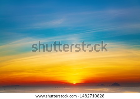 Sunrise in clouds over South China sea, Vietnam, Nha Trang