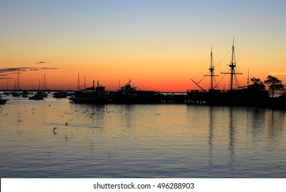 Sunrise- Double Masted Ship- Plymouth Harbor