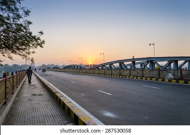 Sunrise At Ellis Bridge In Ahmedabad, Gujarat, India