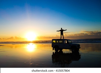 Sunrise in Fraser Island, Australia. Fraser Island is the largest sand island in the world and one the most beautiful places to visit in Queensland.