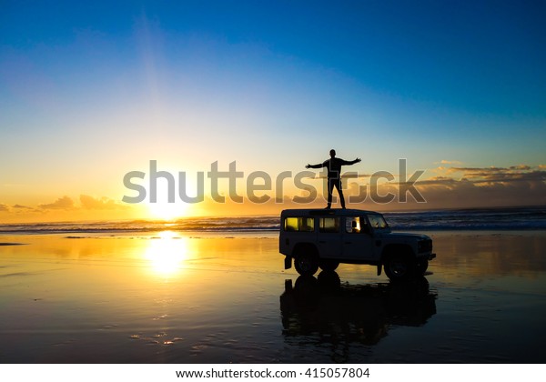 Sunrise in Fraser Island, Australia. Fraser\
Island is the largest sand island in the world and one the most\
beautiful places to visit in\
Queensland.