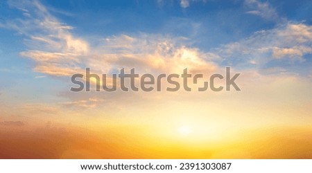 sunrise and golden cloudy sky nature panorama background

